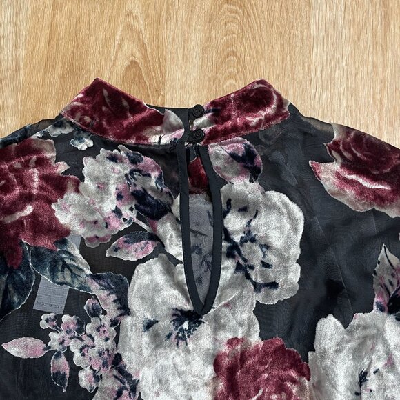 THREE EIGHTY TWO VELVET BURNOUT DRESS SEMI SHEER FLORAL GOTH ROMANTIC SIZE M - Picture 4 of 11